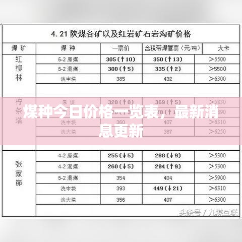煤种今日价格一览表，最新消息更新