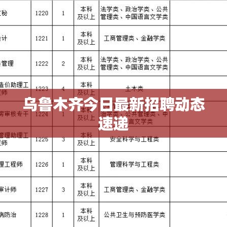 乌鲁木齐今日最新招聘动态速递